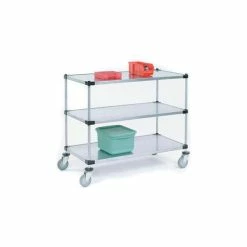 Discount ⌛ Nexel® Adjustable Shelf Cart w/3 Shelves, 800 Ib. Capacity, 60"L x 18"W x 40"H 👏