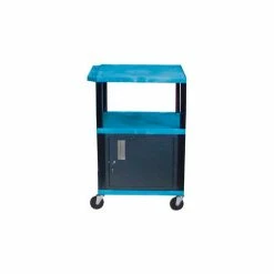 Outlet 🛒 Luxor Garage Shop Utility Cart w/Cabinet, 250 lb. Capacity, 24"L x 18"W x 42-1/2"H, Blue ⌛
