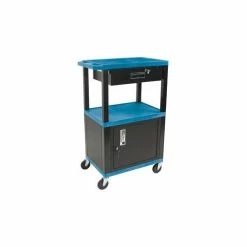 Promo 🛒 Luxor Garage Shop Utility Cart w/Cabinet & Drawer, 250 lb. Capacity, 24"L x 18"W x 42-1/2"H,Blue 🧨
