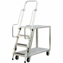 Best deal π New Age Industrial New Age Stock Picker Cart w/2 Shelves & Step Ladder, 800 lb. Capacity, 51-1/2"L x 22"W x 69-1/2"H π€©