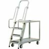 Best Sale 🛒 New Age Industrial New Age Stock Picker Cart w/Ladder & 2 Shelves, 800 lb. Cap, 51-1/2"L x 22"W x 69-1/2"H, Silver 🎉