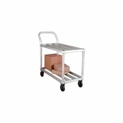 Buy 😉 New Age Industrial New Age Tubular Deck Aluminum Stock Cart, 700 lb. Capacity, 46"L x 19"W x 42"H, Silver 😀