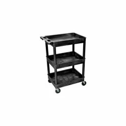 Cheapest 🎉 Luxor® STC111 Tray Top Shelf 3 Shelf Plastic Utility Cart 24x18 4" Casters 🔔