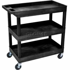 Budget ✨ Luxor Plastic Utility Cart w/3 Shelves, 400 lb. Capacity, 35-1/4"L x 18"W x 36-1/4"H, Black ✨