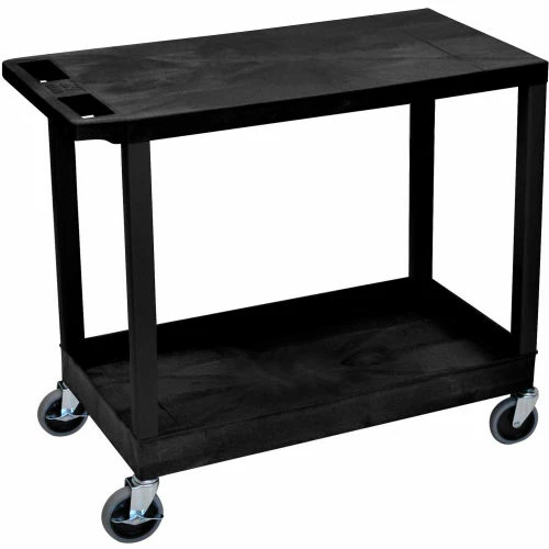 Outlet π Luxor Plastic Utility Cart w/3 Shelves, 400 lb. Capacity, 35-1/4"L x 18"W x 35-1/4"H, Black π