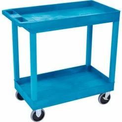 Discount 🔔 Luxor Plastic Utility Cart w/2 Shelves, 500 lb. Capacity, 35-1/4"L x 18"W x 35-1/4"H, Blue 💯