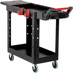 Promo 🌟 Rubbermaid® Heavy Duty Small Adaptable Utility Cart, 2 Shelf, 46-1/2"Lx17-3/4"W, Black 🔔