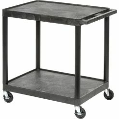 Coupon π Luxor Plastic Utility Cart w/2 Shelves, 200 lb. Capacity, 24"L x 18"W x 33-1/2"H, Black π