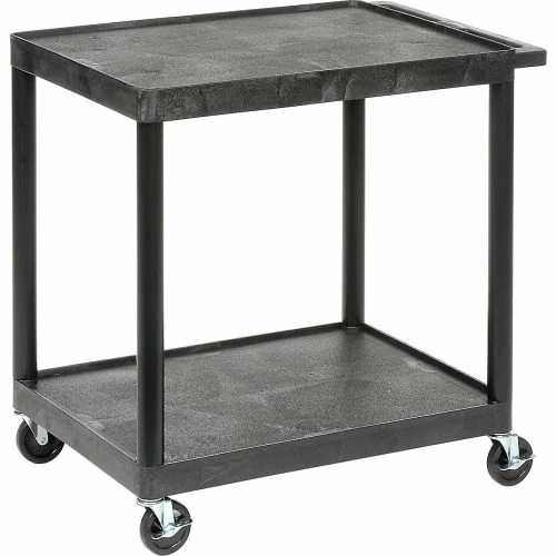 Coupon π Luxor Plastic Utility Cart w/2 Shelves, 200 lb. Capacity, 24"L x 18"W x 33-1/2"H, Black π - Image 5