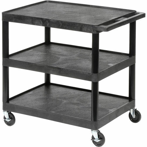 Cheapest π Luxor Plastic Utility Cart w/3 Shelves, 250 lb. Capacity, 24"L x 18"W x 34"H, Black βοΈ