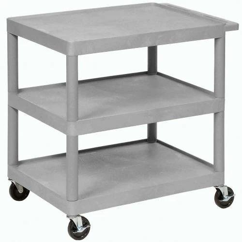 Best Sale π Luxor Plastic Utility Cart w/3 Shelves, 300 lb. Capacity, 32"L x 24"W x 33-1/2"H, Gray π - Image 5