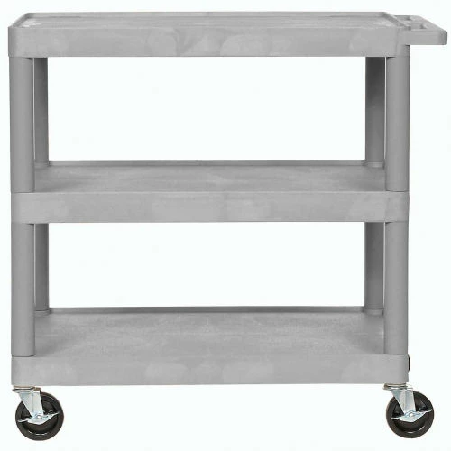 Best Sale π Luxor Plastic Utility Cart w/3 Shelves, 300 lb. Capacity, 32"L x 24"W x 33-1/2"H, Gray π - Image 6