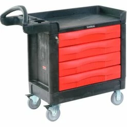 Hot Sale ✔️ Rubbermaid® Mobile Workcenter w/4 Drawers, 500 lb. Capacity, 40"L x 18"W x 33-1/2"H, Black ✔️