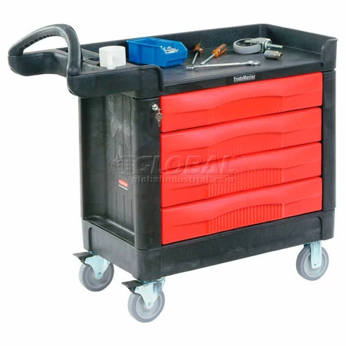 Hot Sale βοΈ Rubbermaid® Mobile Workcenter w/4 Drawers, 500 lb. Capacity, 40"L x 18"W x 33-1/2"H, Black βοΈ - Image 8