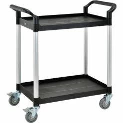 Deals 🌟 Global Industrial™ Service Cart w/2 Shelves, 440 lb. Capacity, 26"L x 17"W x 37"H, Black 👍