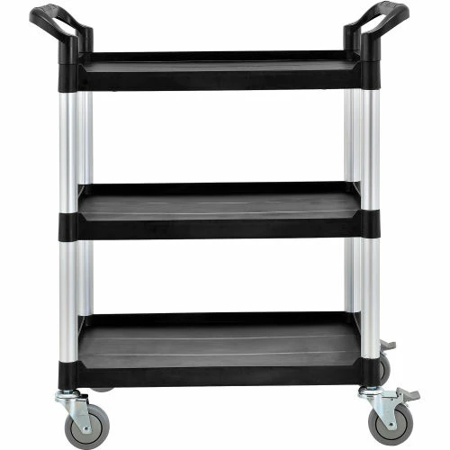 New π Global Industrial Service Cart w/3 Shelves, 550 lb. Capacity, 26"L x 17"W x 39"H, Black π₯° - Image 2