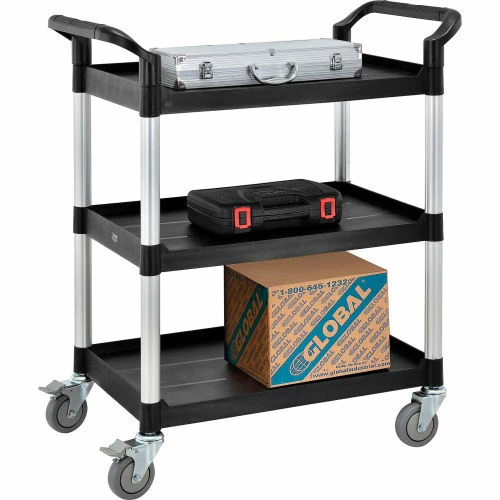 New π Global Industrial Service Cart w/3 Shelves, 550 lb. Capacity, 26"L x 17"W x 39"H, Black π₯° - Image 5