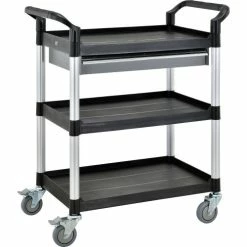 Budget π₯ Global Industrial Utility Cart, 3 Shelves, 1 Drawer, 440 lb. Cap, 26"L x 17"W x 39"H, Black π
