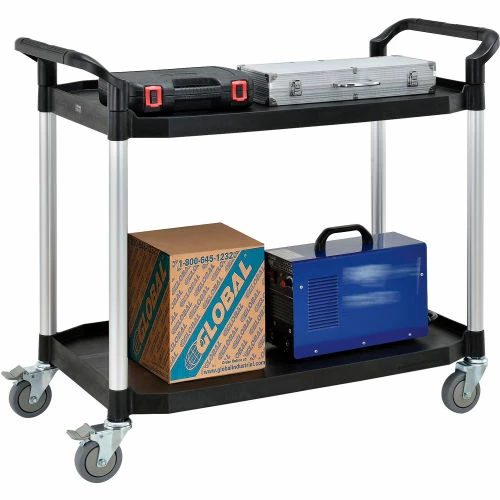Outlet 𧨠Global Industrial Service Cart w/2 Shelves, 440 lb. Capacity, 36"L x 20"W x 37"H, Black π - Image 2