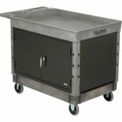 New π― Global Industrial Utility Cart w/2 Tray Shelves & 5" Casters, 44"L x 25-1/2"W x 32-1/2"H π