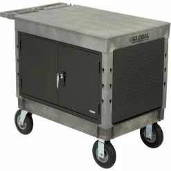 Promo 🔥 Global Industrial™ Utility Cart w/2 Shelves & 8" Casters, 44"L x 25-1/2"W x 32-1/2"H, Gray 🔔