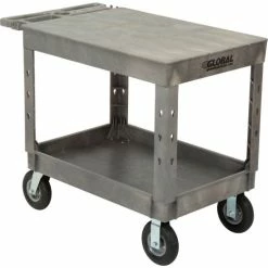 Flash Sale ⭐ Global Industrial™ Flat Top Utility Cart w/2 Shelves, 44"L x 25-1/2"W x 35-1/2"H, Gray 🔔