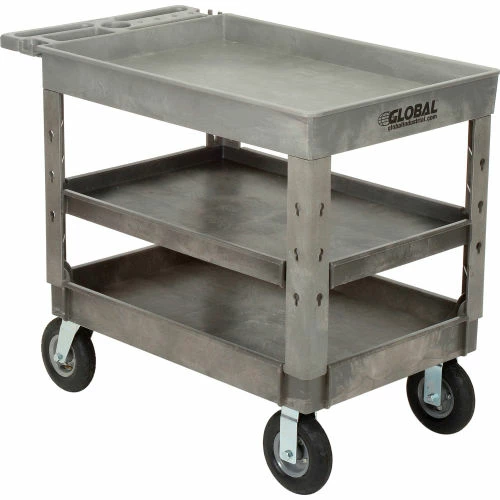 Best Sale β Global Industrial Tray Top Utility Cart w/3 Shelves, 44"L x 25-1/2"W x 35-1/2"H, Gray π₯