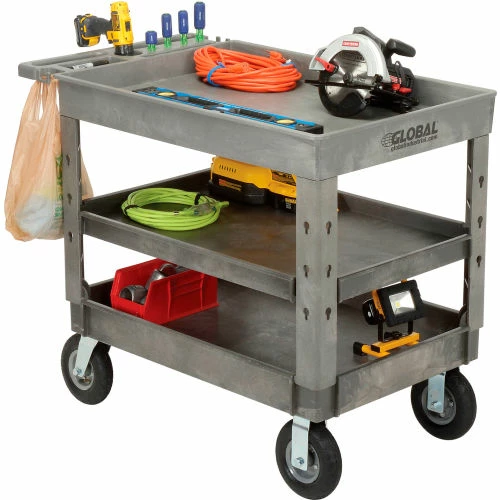 Best Sale β Global Industrial Tray Top Utility Cart w/3 Shelves, 44"L x 25-1/2"W x 35-1/2"H, Gray π₯ - Image 8
