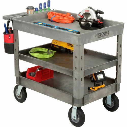 Best Sale β Global Industrial Tray Top Utility Cart w/3 Shelves, 44"L x 25-1/2"W x 35-1/2"H, Gray π₯ - Image 11