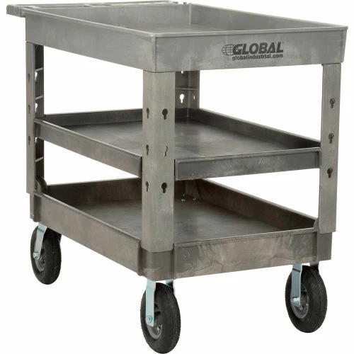 Best Sale β Global Industrial Tray Top Utility Cart w/3 Shelves, 44"L x 25-1/2"W x 35-1/2"H, Gray π₯ - Image 13