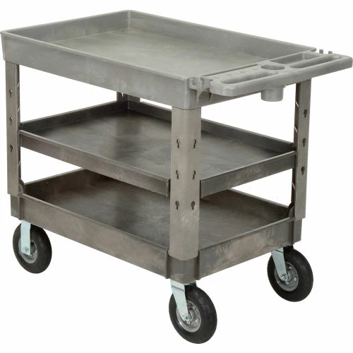 Best Sale β Global Industrial Tray Top Utility Cart w/3 Shelves, 44"L x 25-1/2"W x 35-1/2"H, Gray π₯ - Image 15