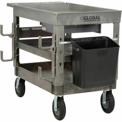 Best Sale β Global Industrial Tray Top Utility Cart w/3 Shelves, 44"L x 25-1/2"W x 35-1/2"H, Gray π₯ - Image 16