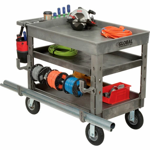 Best Sale β Global Industrial Tray Top Utility Cart w/3 Shelves, 44"L x 25-1/2"W x 35-1/2"H, Gray π₯ - Image 20