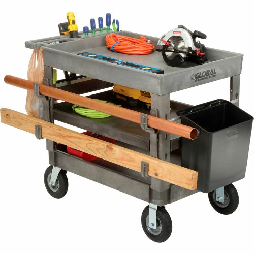 Best Sale β Global Industrial Tray Top Utility Cart w/3 Shelves, 44"L x 25-1/2"W x 35-1/2"H, Gray π₯ - Image 21