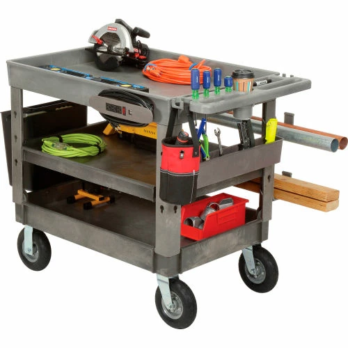 Best Sale β Global Industrial Tray Top Utility Cart w/3 Shelves, 44"L x 25-1/2"W x 35-1/2"H, Gray π₯ - Image 26