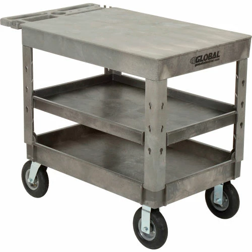 Best reviews of π Global Industrial Flat Top Utility Cart w/3 Shelves, 44"L x 25-1/2"W x 35-1/2"H, Gray π