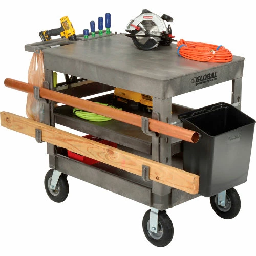 Best reviews of π Global Industrial Flat Top Utility Cart w/3 Shelves, 44"L x 25-1/2"W x 35-1/2"H, Gray π - Image 6