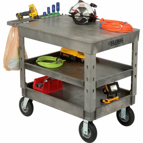 Best reviews of π Global Industrial Flat Top Utility Cart w/3 Shelves, 44"L x 25-1/2"W x 35-1/2"H, Gray π - Image 9