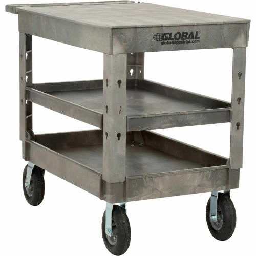 Best reviews of π Global Industrial Flat Top Utility Cart w/3 Shelves, 44"L x 25-1/2"W x 35-1/2"H, Gray π - Image 11