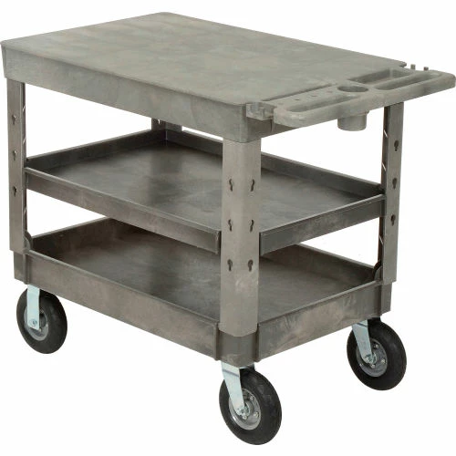 Best reviews of π Global Industrial Flat Top Utility Cart w/3 Shelves, 44"L x 25-1/2"W x 35-1/2"H, Gray π - Image 12