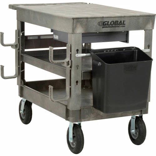 Best reviews of π Global Industrial Flat Top Utility Cart w/3 Shelves, 44"L x 25-1/2"W x 35-1/2"H, Gray π - Image 13
