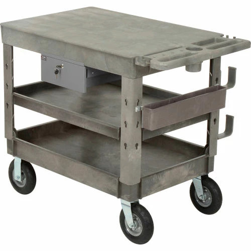 Best reviews of π Global Industrial Flat Top Utility Cart w/3 Shelves, 44"L x 25-1/2"W x 35-1/2"H, Gray π - Image 15