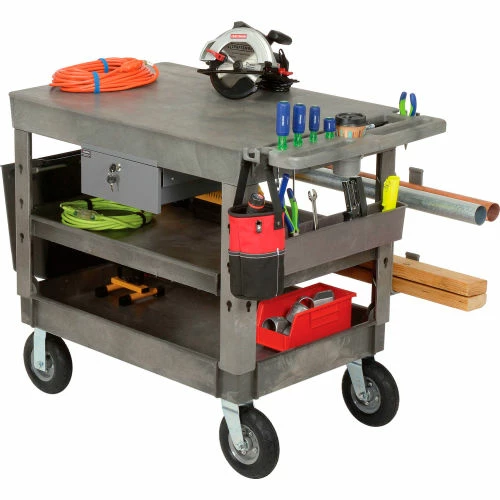 Best reviews of π Global Industrial Flat Top Utility Cart w/3 Shelves, 44"L x 25-1/2"W x 35-1/2"H, Gray π - Image 19