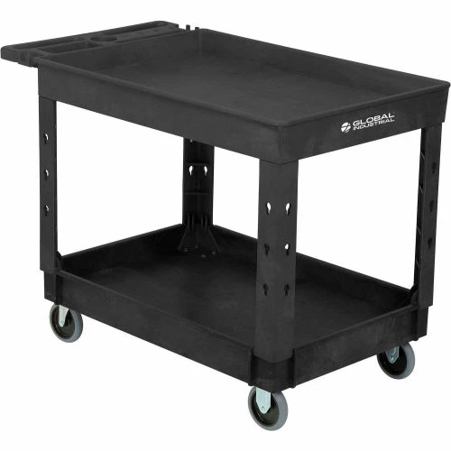 New π Global Industrial Utility Cart w/2 Shelves & 5" Casters, 44"L x 25-1/2"W x 32-1/2"H, Black π