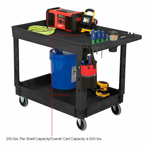 New π Global Industrial Utility Cart w/2 Shelves & 5" Casters, 44"L x 25-1/2"W x 32-1/2"H, Black π - Image 37