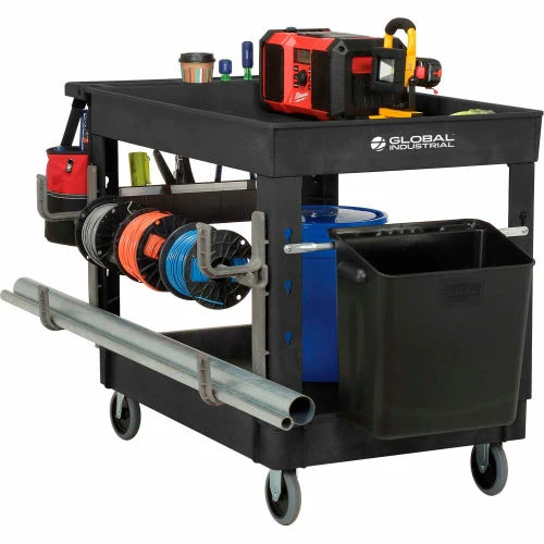 New π Global Industrial Utility Cart w/2 Shelves & 5" Casters, 44"L x 25-1/2"W x 32-1/2"H, Black π - Image 3