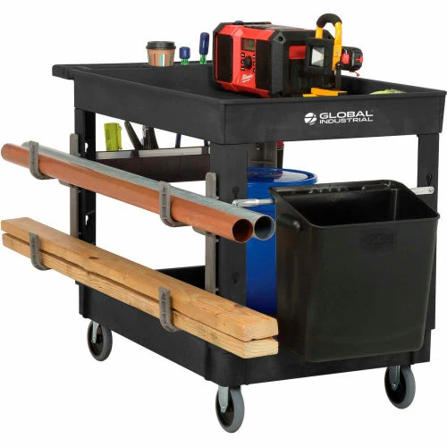 New π Global Industrial Utility Cart w/2 Shelves & 5" Casters, 44"L x 25-1/2"W x 32-1/2"H, Black π - Image 4