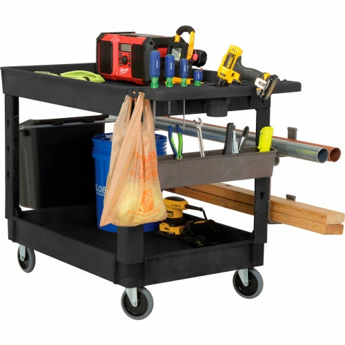 New π Global Industrial Utility Cart w/2 Shelves & 5" Casters, 44"L x 25-1/2"W x 32-1/2"H, Black π - Image 6