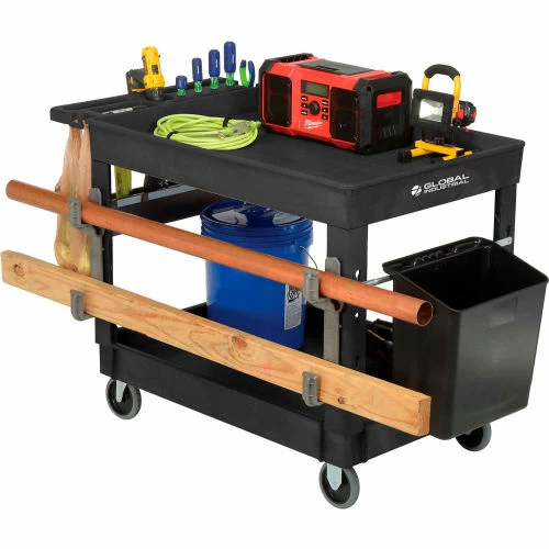 New π Global Industrial Utility Cart w/2 Shelves & 5" Casters, 44"L x 25-1/2"W x 32-1/2"H, Black π - Image 8