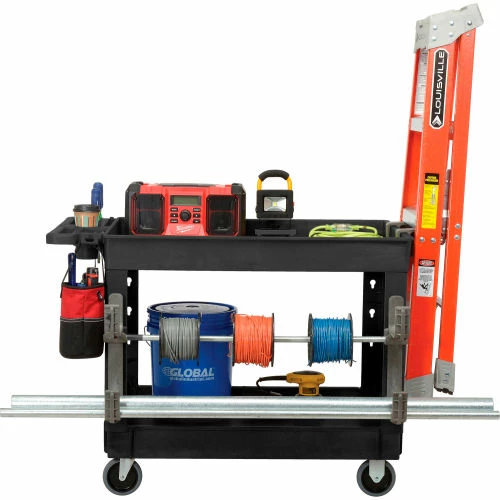 New π Global Industrial Utility Cart w/2 Shelves & 5" Casters, 44"L x 25-1/2"W x 32-1/2"H, Black π - Image 9